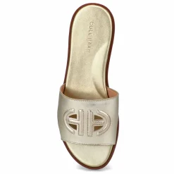 Cole Haan Flynn Logo Slide Women Gold Clearance