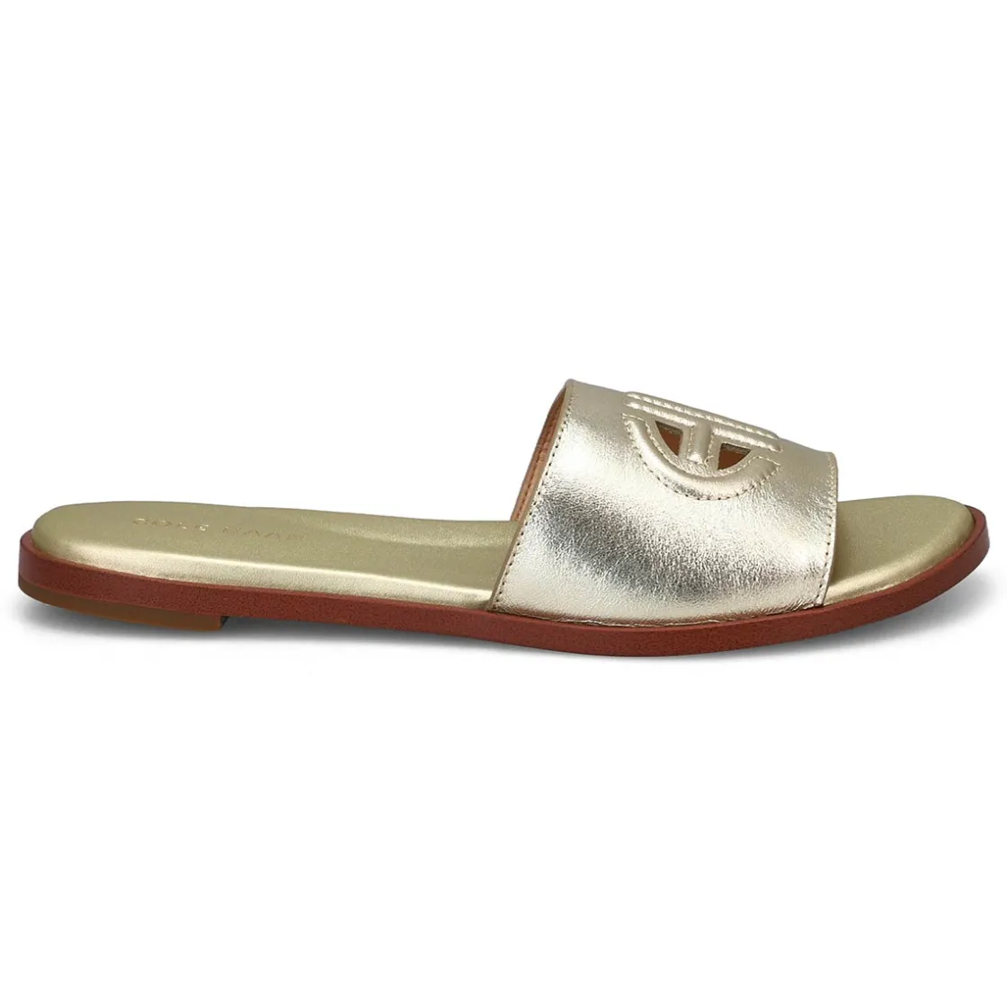 Cole Haan Flynn Logo Slide Women Gold Clearance
