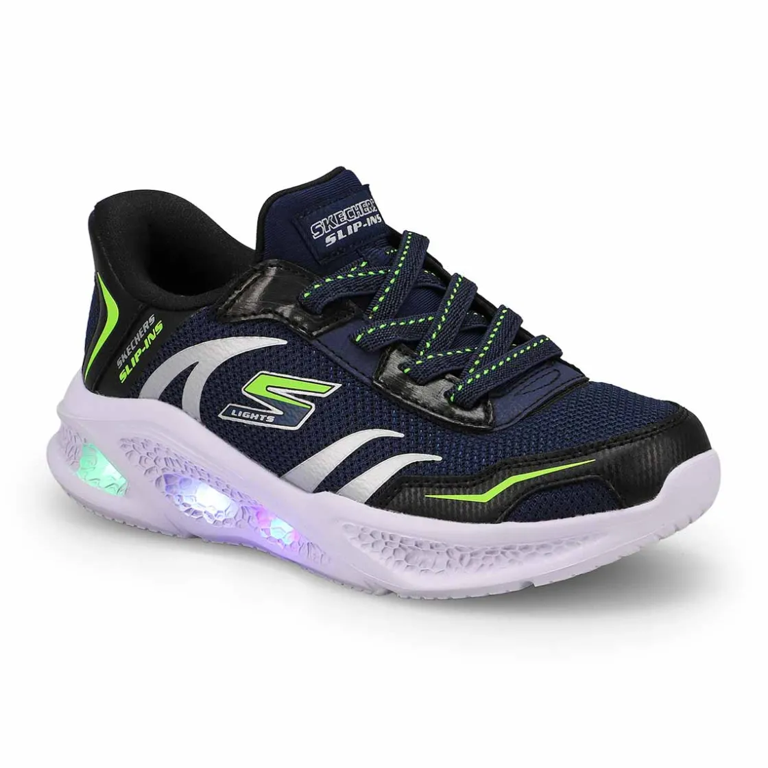 Skechers Meteor-lights Brisk-Beams Boys Navy/Black Discount