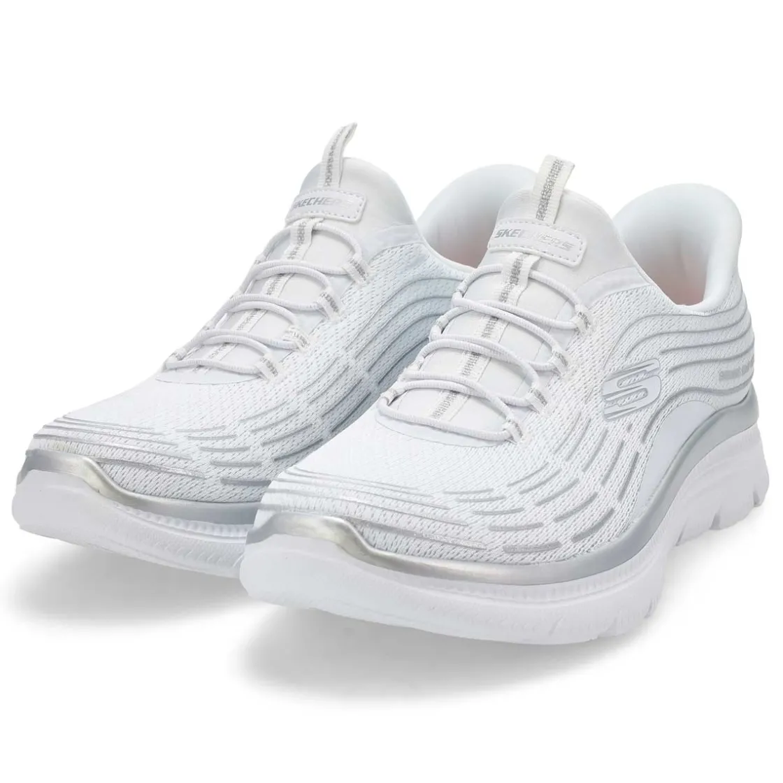 Skechers Summits Plus Women White/Silver Hot