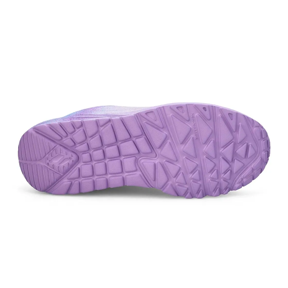 Skechers Uno Lite Goldcrown Rainbow Foil Heart Girls Clearance