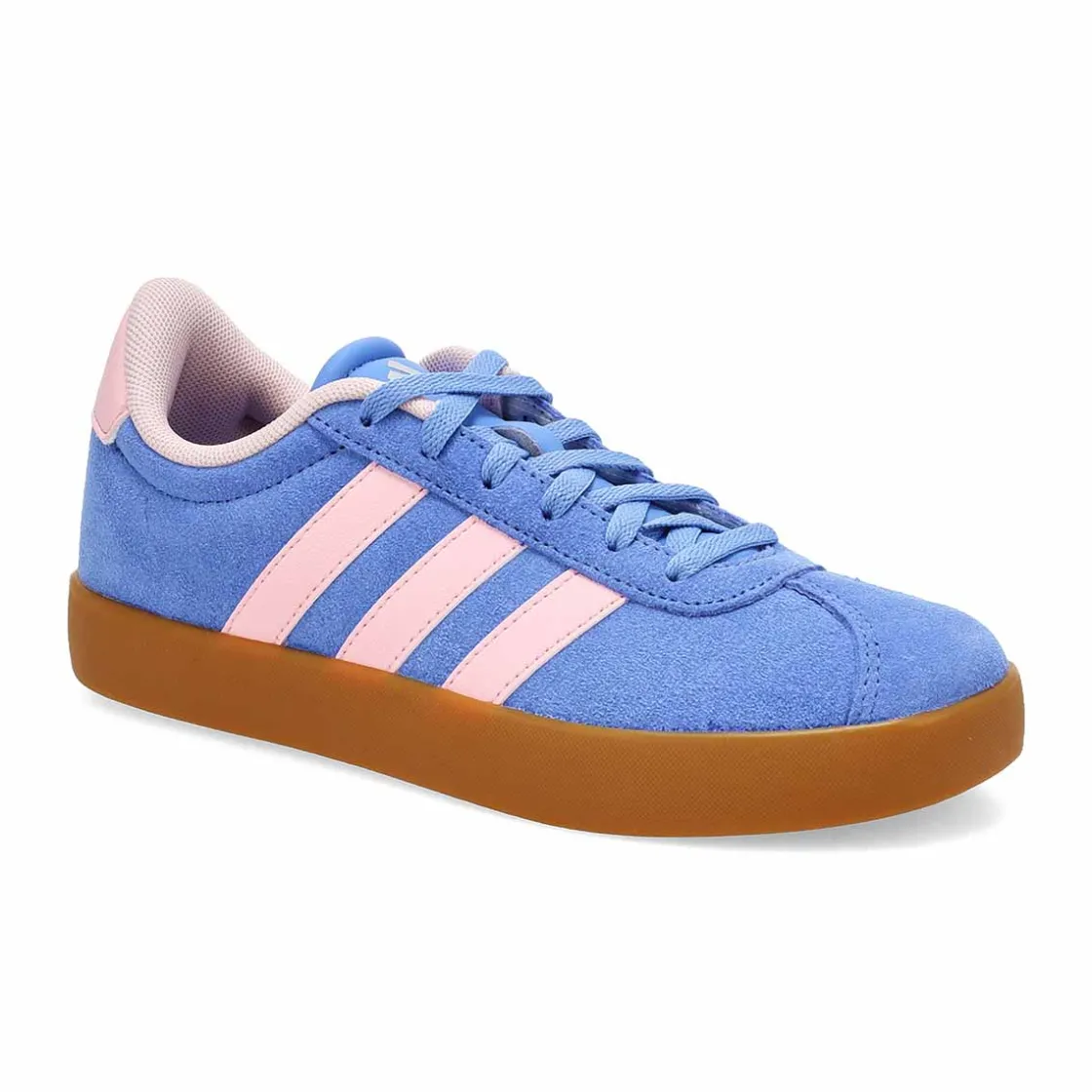 Adidas VL Court 3.0 K Kids Blue Fushion/Clear Pink/Silver Metallic New