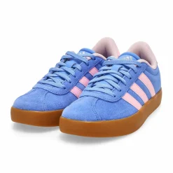 Adidas VL Court 3.0 K Kids Blue Fushion/Clear Pink/Silver Metallic New